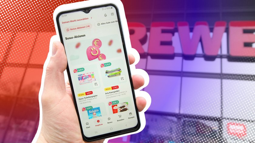Smartphone mit Rewe-App