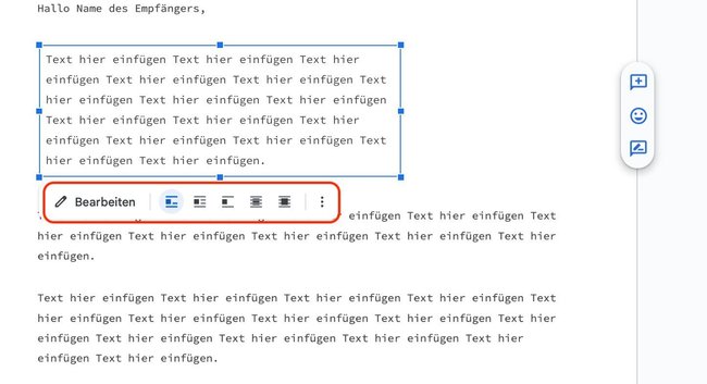 So fügt ihr das Textfeld ansprechend in die Textumgebung ein.