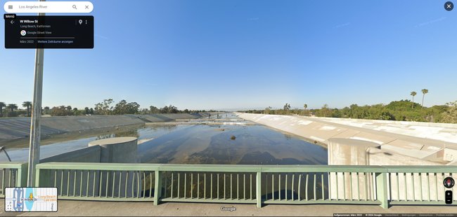 Der Los Angeles River auf Google Maps