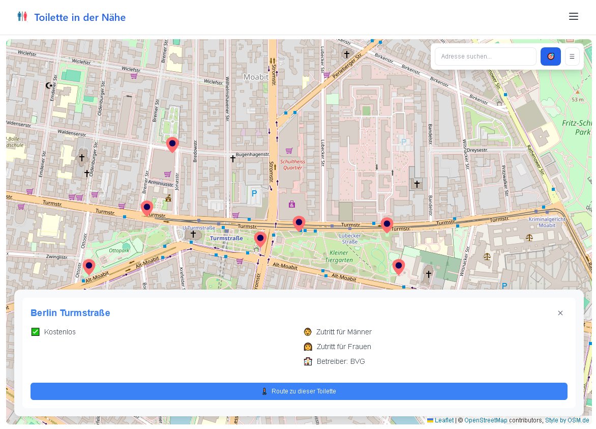 Screenshot der interaktiven Toiletten-Suchkarte auf der Webseite toilette-in-der-naehe.de
