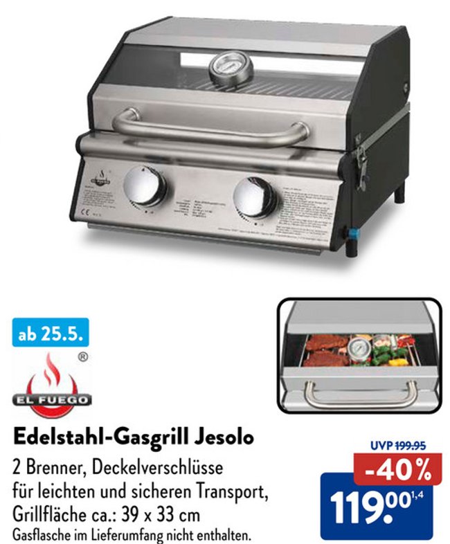 Aldi-Prospekt El Fuego Jesolo Gasgrill 