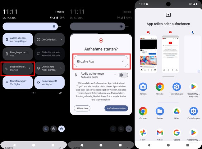 Android 15: So nehmt ihr nur eine App auf.