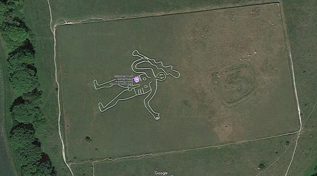 Der „Cerne Abbas Giant“ in der Vogelperspektive.