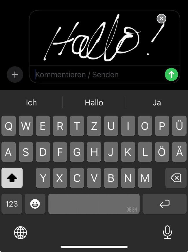 Die fertige Handschrift in iMessage.