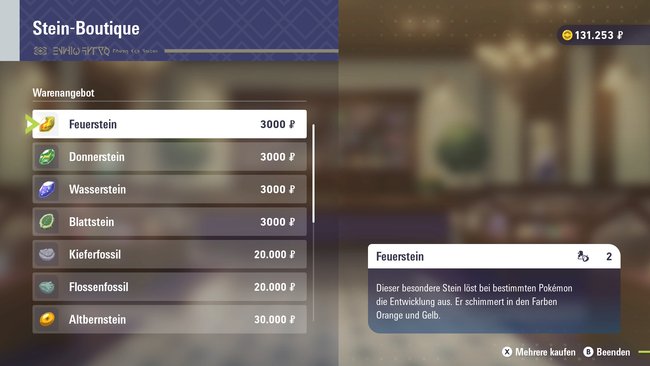 Liste der Evolutionssteine im Laden von Pokémon-Legenden: Z-A. 