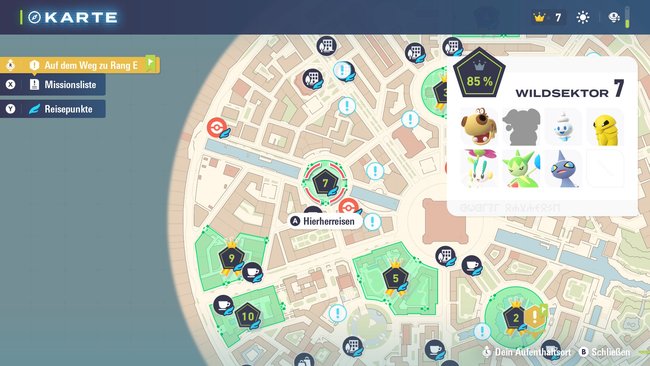 Standort von Wildsektor 7 und welche Pokémon dort leben.