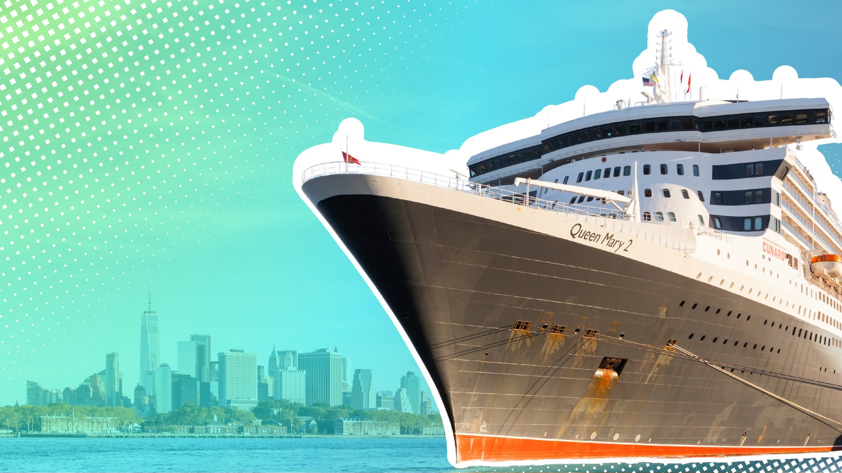 Die Queen Mary 2 in New York City.