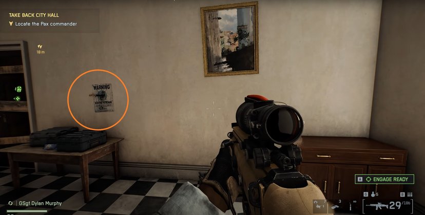 Das Bild zeigt den Fundort einer Erkennungsmarke in Battlefield 6.