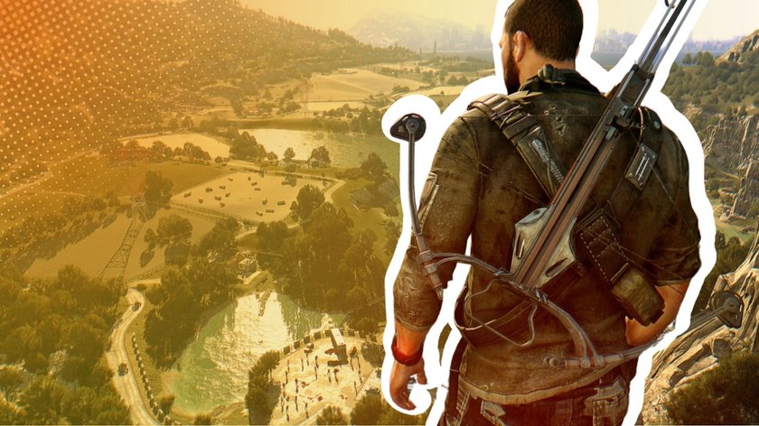 Ein Ausschnitt vom Hauptcharakter in Dying LIght: The Following, wie er auf die Spielwelt herabschaut.