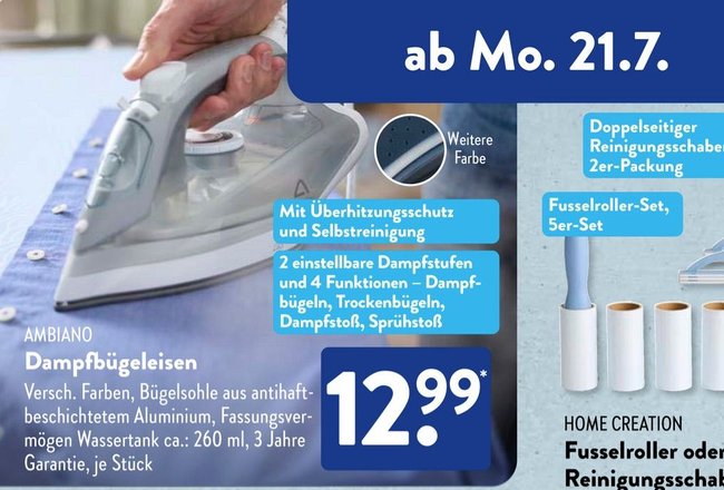 Aldi-Prospekt mit einem Bügeleisen-Angebot