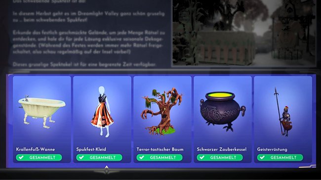 Alle 5 Belohnungen für den Abschluss der 5 Rätsel beim schwebenden Spukfest in Disney Dreamlight Valley