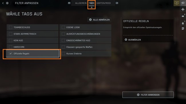 Das Bild zeigt ein Menü aus Battlefield 6.