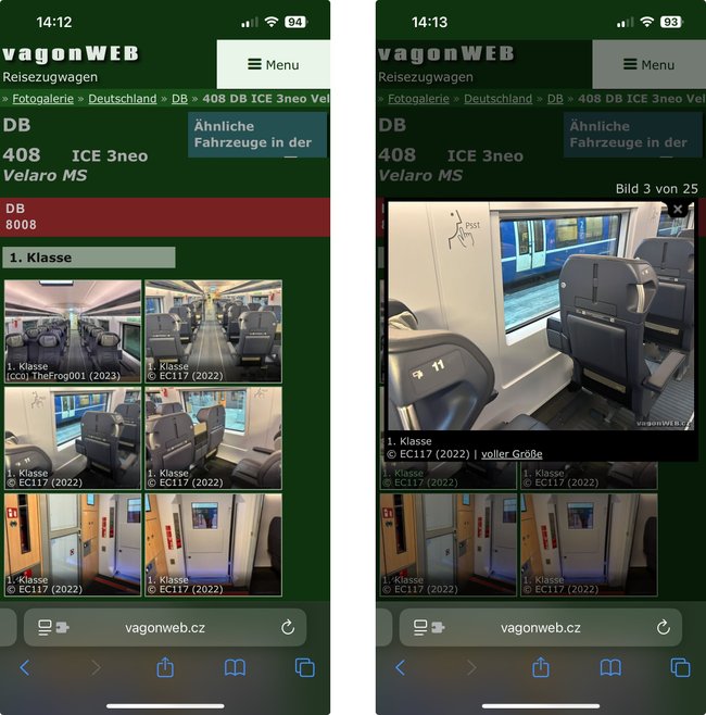 Blick ins Innere eines Zuges mit vagonWEB.