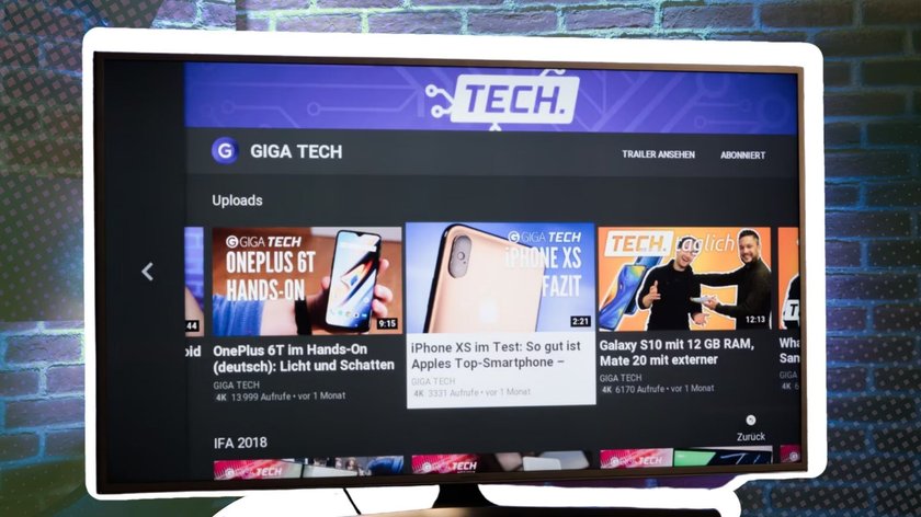 GIGA Tech YouTube Feed auf dem Samsung TV