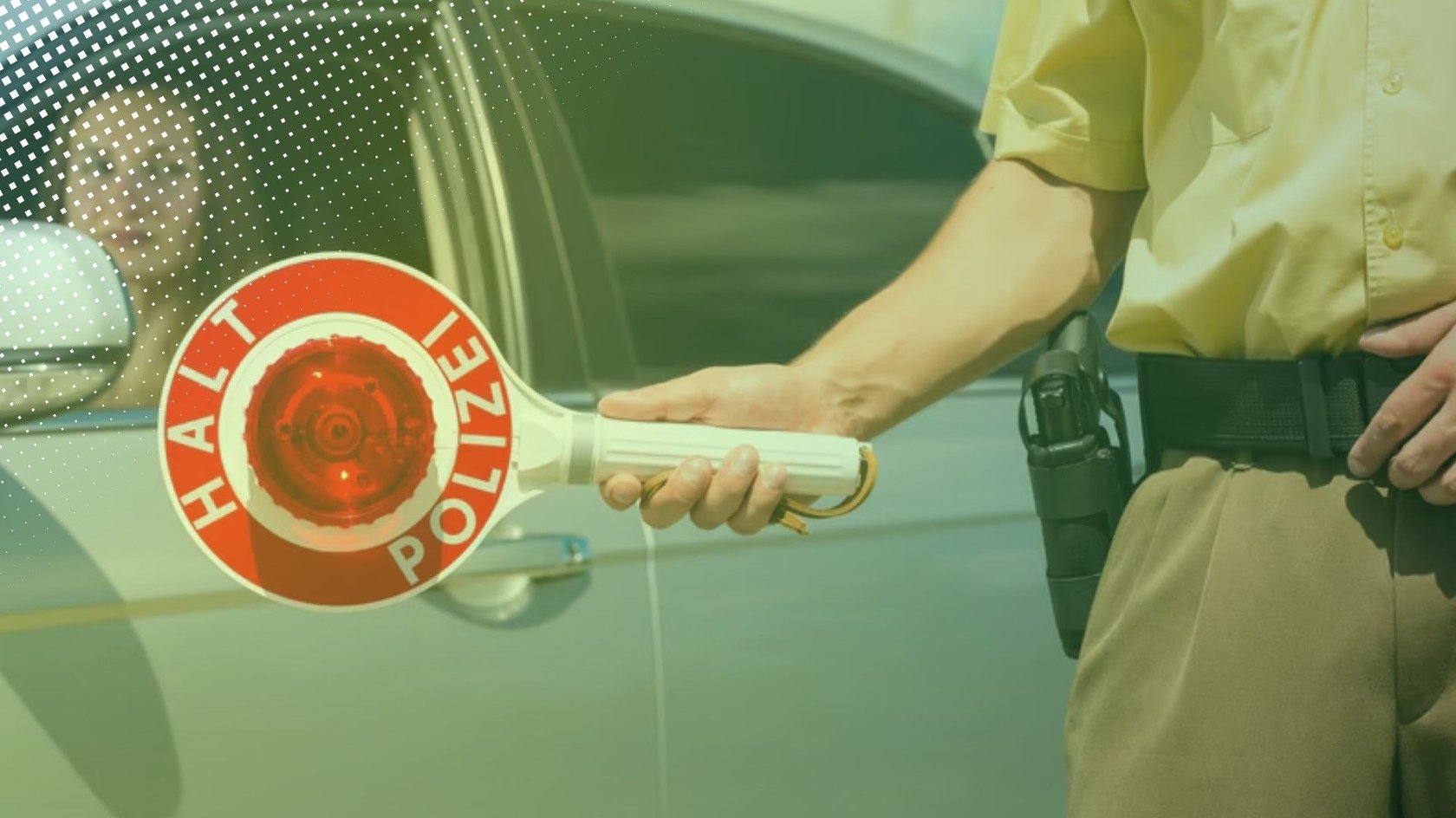 Polizei mit einer Stop-Kelle