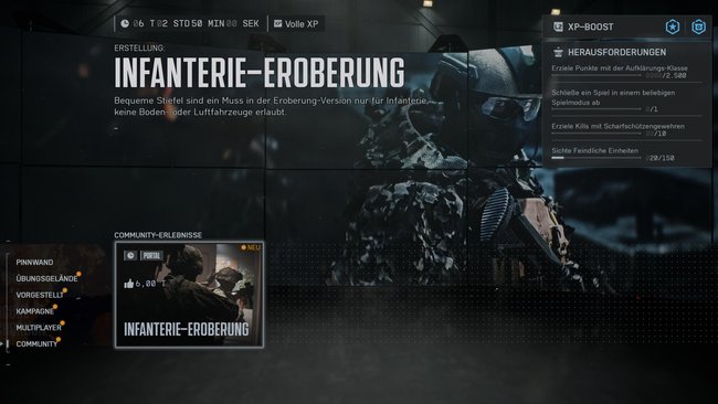 Das Bild zeigt ein Menü aus Battlefield 6.