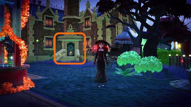 Eingang zum Backsteingebäude zum fünften Rätsel auf der schwebenden Insel in Disney Dramlight Valley