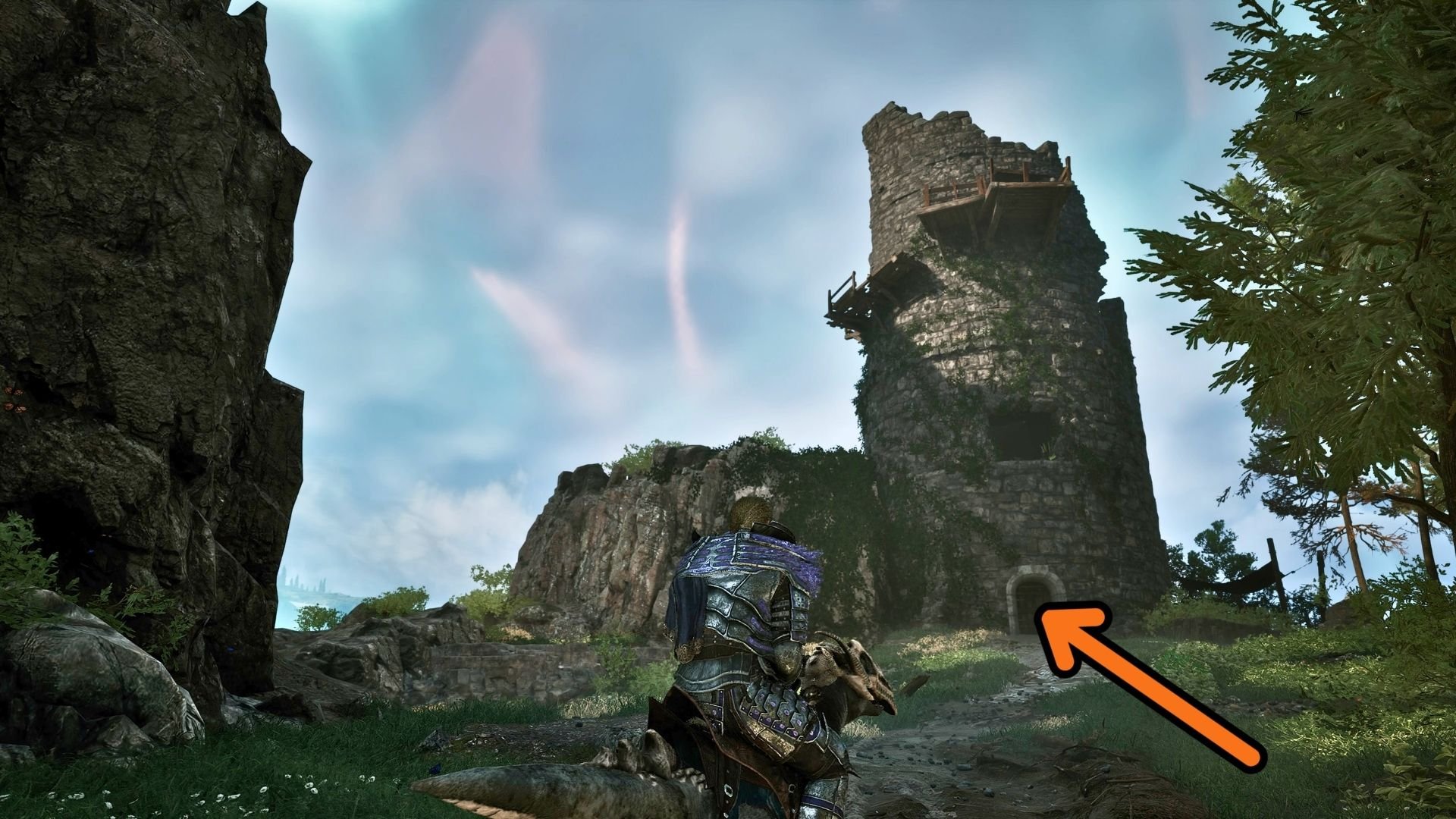 Go into the tower and down to the basement.