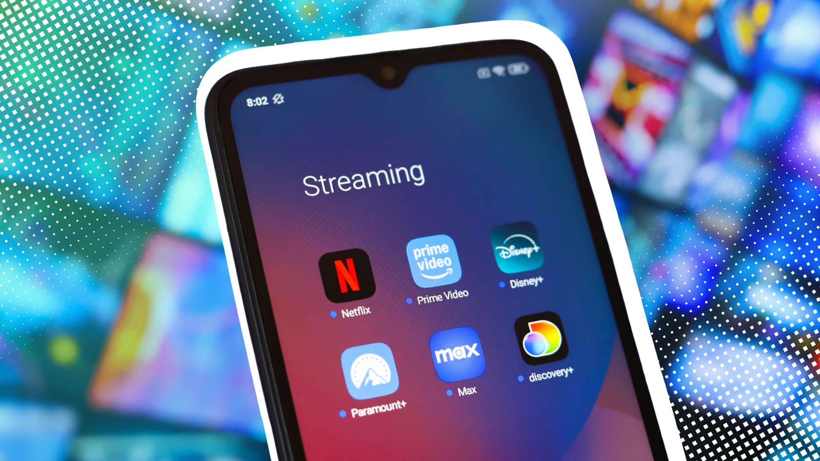 Handy mit verschiedenen Streaming-Anbietern.