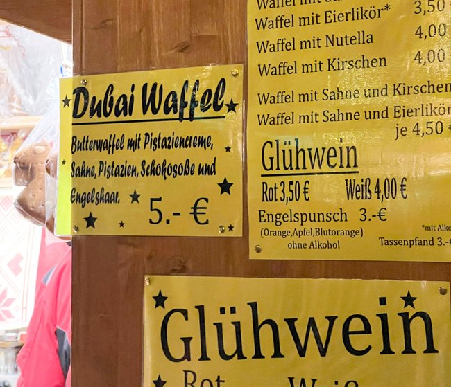 Dubai Waffel auf dem Weihnachtsmarkt.