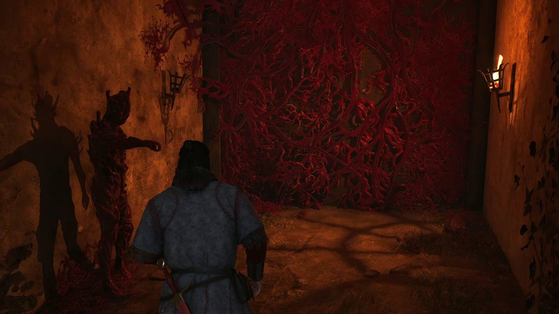 In front of the entrance to the mansion you have to hand the lantern to the statue.