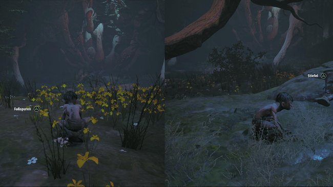 Fußspuren und Stiefel