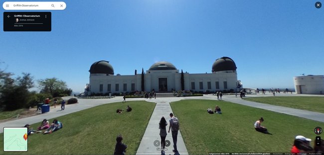 Das Griffith Observatorium in Los Angeles auf Google Maps