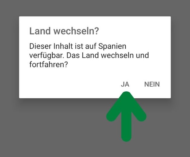 Über den Browser lässt sich die App auch ganz einfach auf ein anderes Land umstellen.