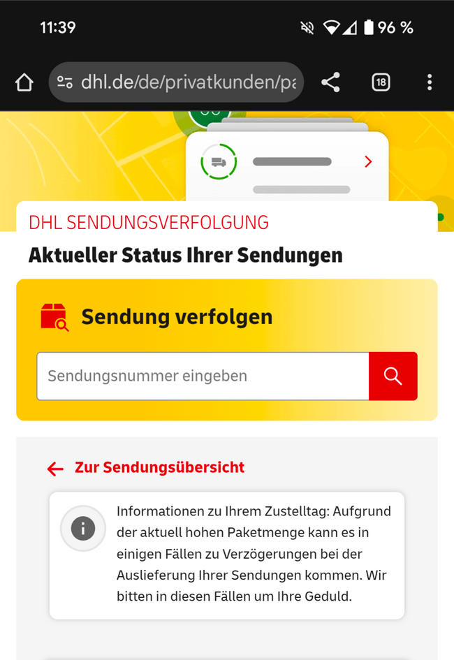 Post & DHL: App-Screenshot