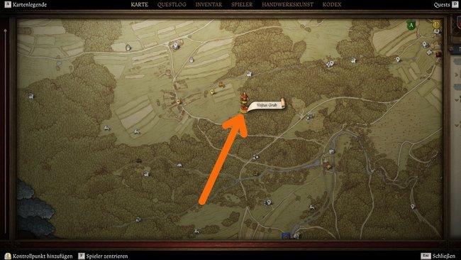 Östlich von Mesoles am Waldrand findet ihr Voytas Grab.