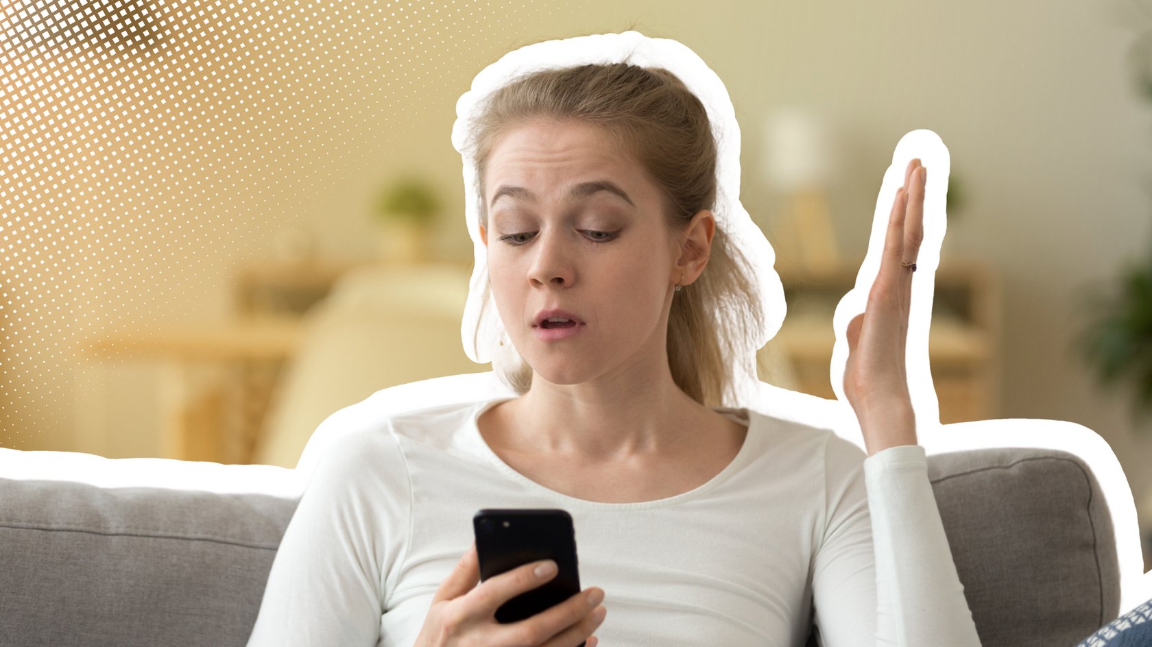 Frau hat Fehler am Smartphone