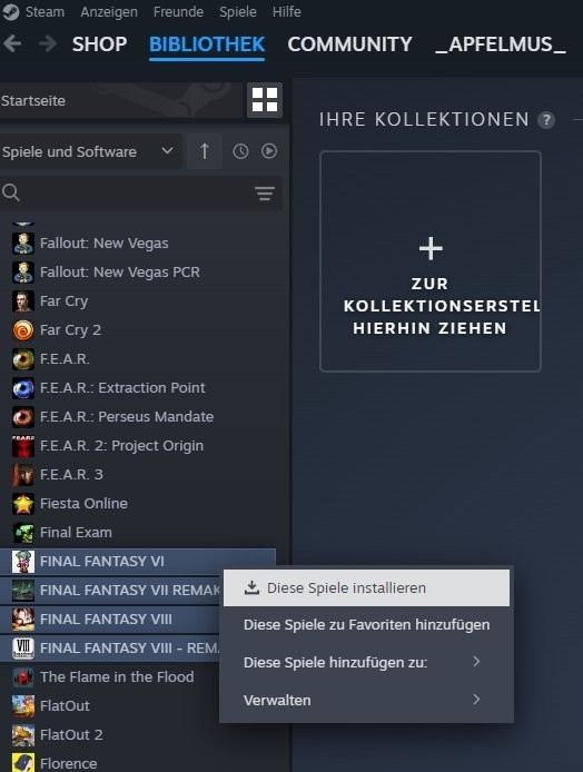 Mehrere Spiele installieren Steam
