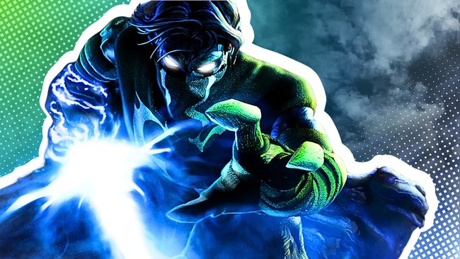 Raziel aus Soul Reaver vor einem grünblauen Hintergrund