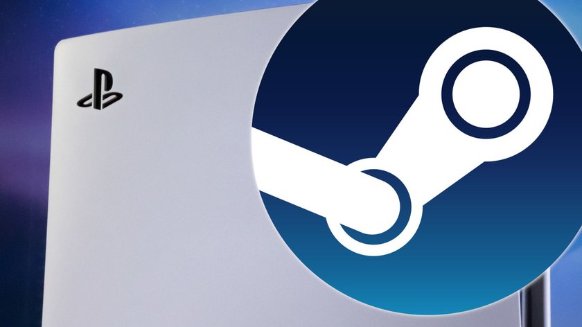 PS5 und Steam-Logo im Vordergrund