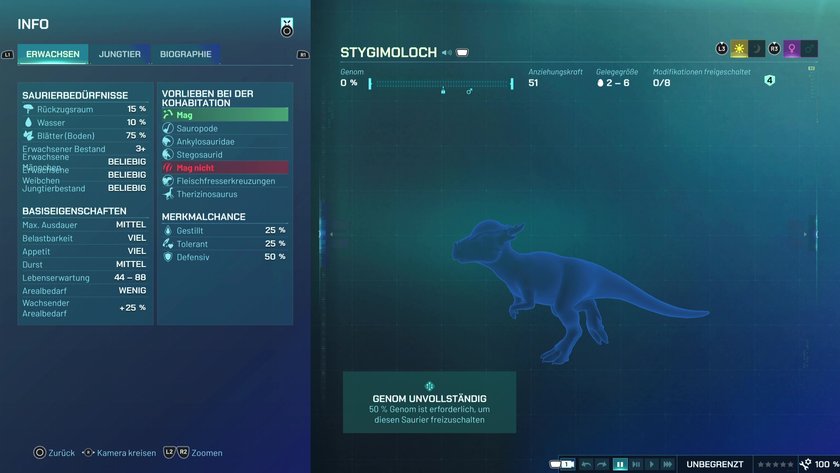 Infos zum Stygimoloch Pflanzenfresser-Dino in Jurassic World Evolution 3