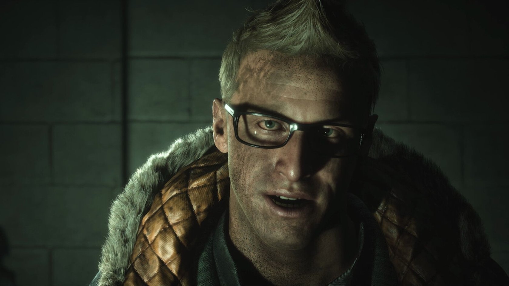 Auf dem Bild ist ein männlicher Charakter aus Until Dawn zu sehen. Mit Brille und gefütterter Jacke.