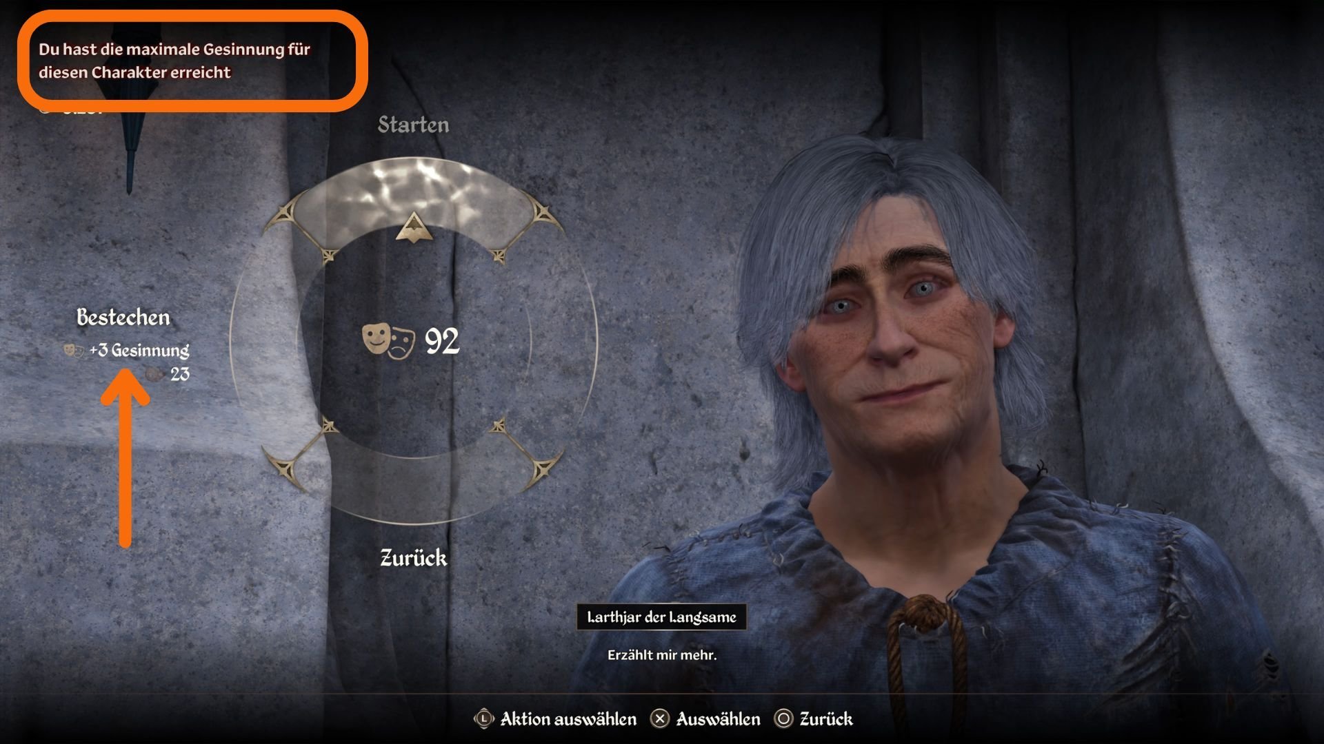 Inormation über das Erreichen der maximalen Gesinnung bei einem Charakter in Oblivion Remaster