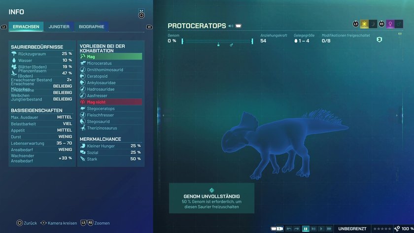 Infos zum Protoceratops Pflanzenfresser-Dino in Jurassic World Evolution 3