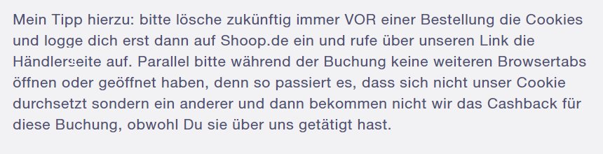 Supportantwort von Shoop auf negative Rezension.