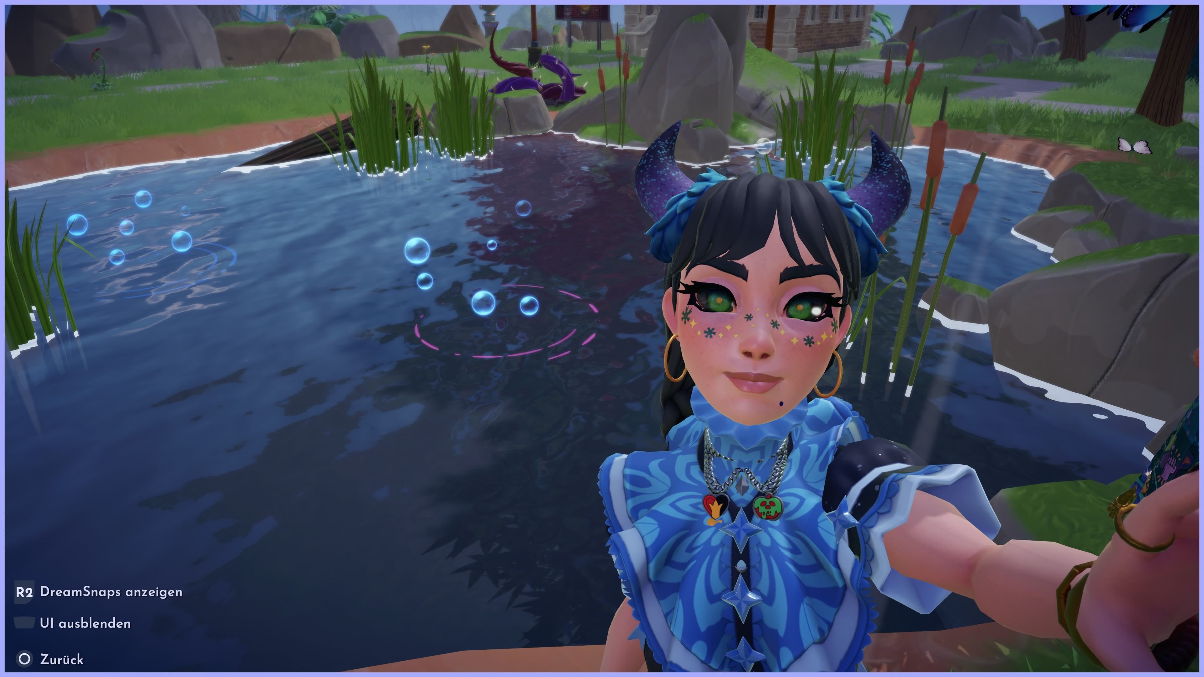Pink-Blaue Angelstellen beim Event Dreamlight Parks Fest in Disney Dreamligt Valley