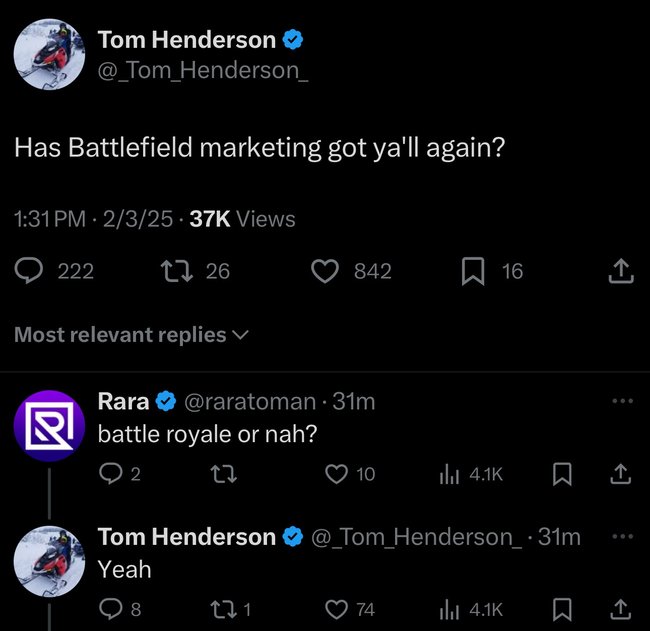 Das Bild zeigt den X-Account von Tom Henderson.