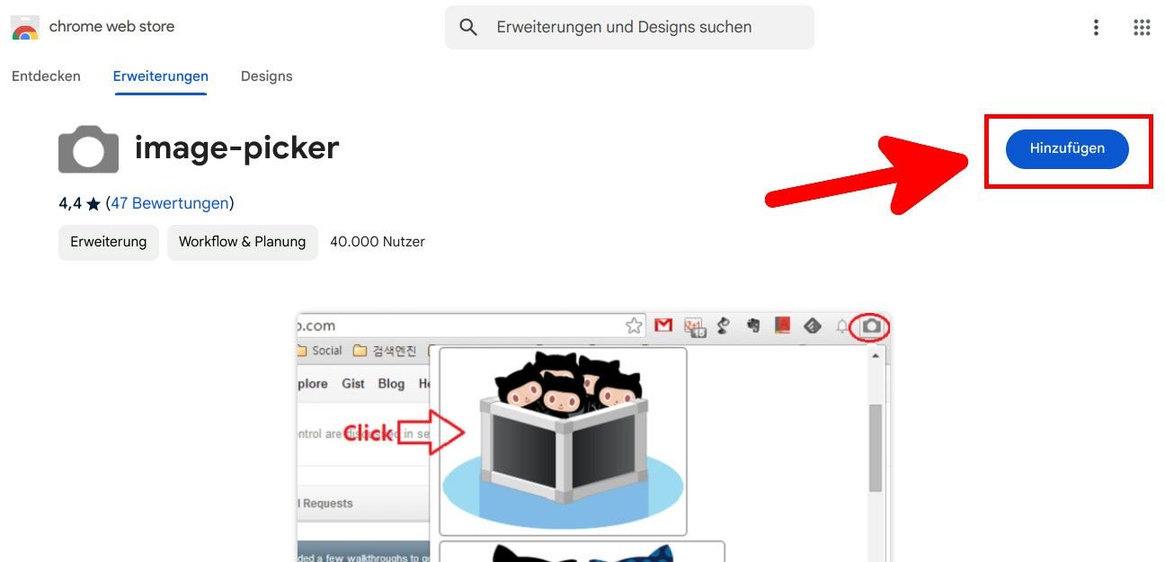 Die Browser-Erweiterung Image-Picker.