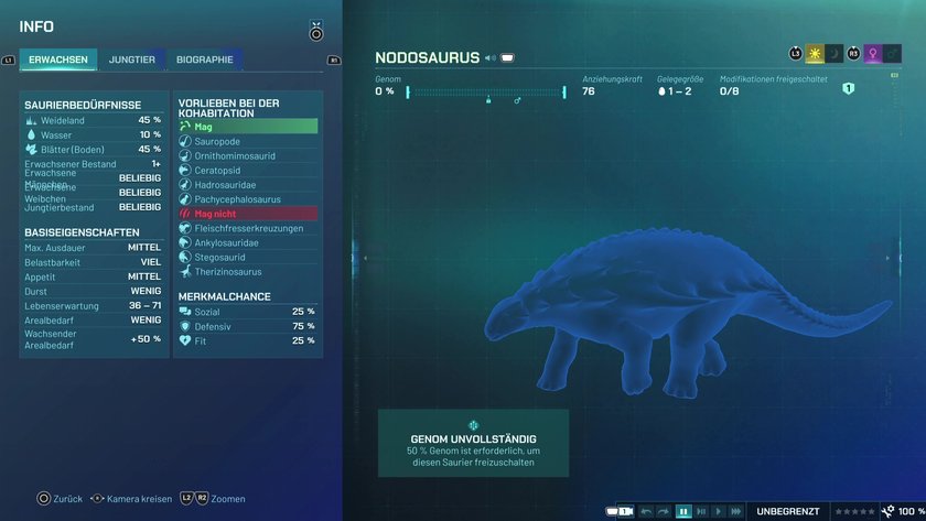 Infos zum Nodosaurus Pflanzenfresser-Dino in Jurassic World Evolution 3