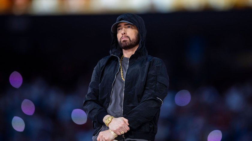 Rap-Star Eminem während der Halftime-Show des Superbowl LVI 2022.