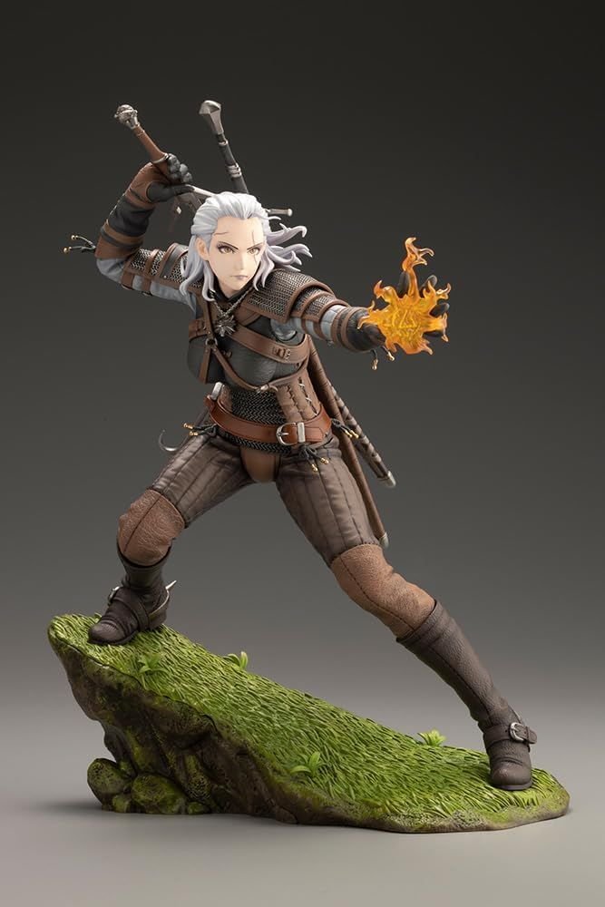 Kotobukiya Statue mit Geralt aus The Witcher 3 als Frau.