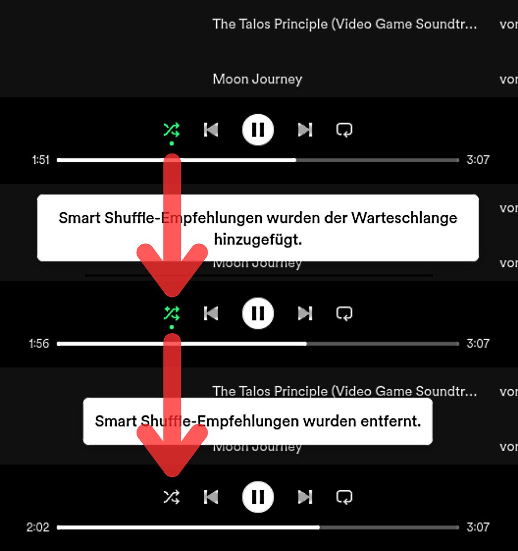 Wenn das Symbol für die Zufallswiedergabe grau angezeigt wird, ist Shuffle deaktiviert