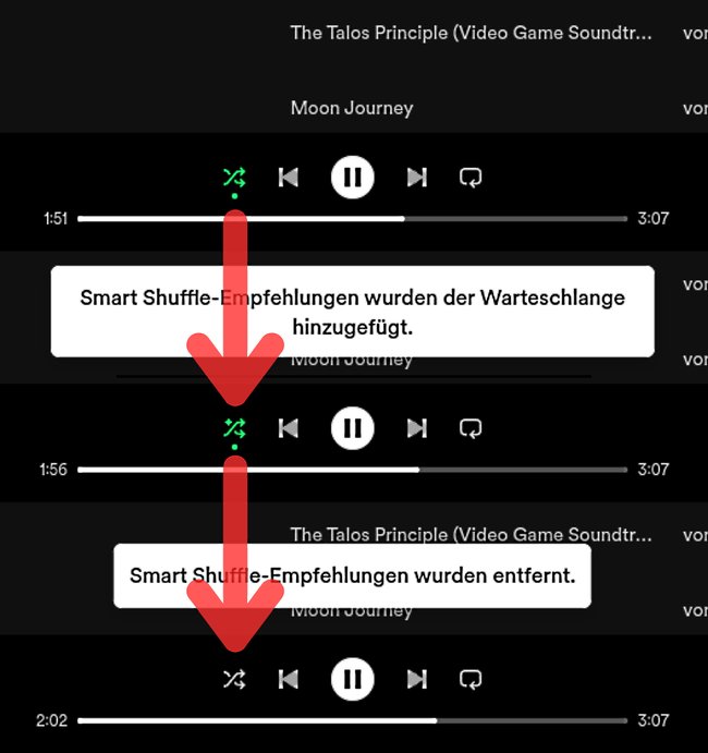 Wenn das Symbol für die Zufallswiedergabe grau angezeigt wird, ist Shuffle deaktiviert
