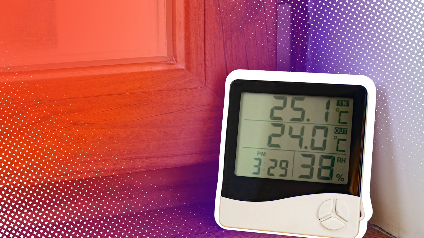 Wetterstation auf einer Fensterbank
