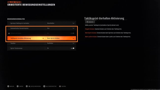 Stellt das Taktiksprint-Verhalten in CoD BO6 um.