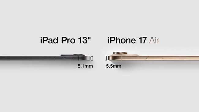 Gegenüberstellung iPhone 17 Air vs. iPad Pro – Konzept.